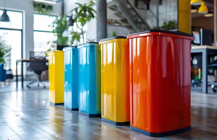 colorful-recycled-plastic-indoor-bins-offices-separate-waste-efficiently-concept-recycled-plastic-bins-waste-separation-office-sustainability-indoor-recycling