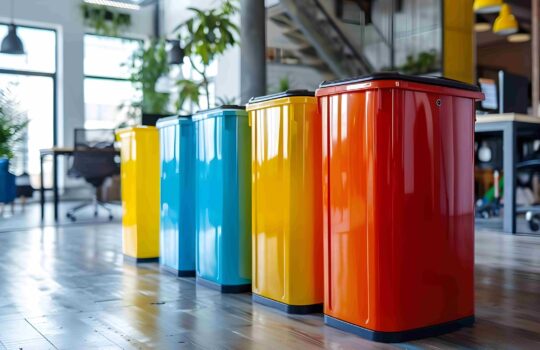 colorful-recycled-plastic-indoor-bins-offices-separate-waste-efficiently-concept-recycled-plastic-bins-waste-separation-office-sustainability-indoor-recycling